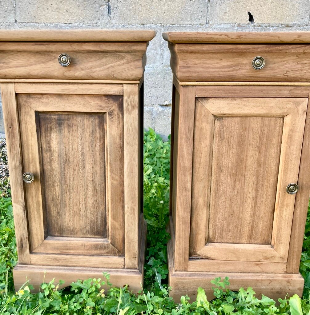 Bedside tables made of natural wood