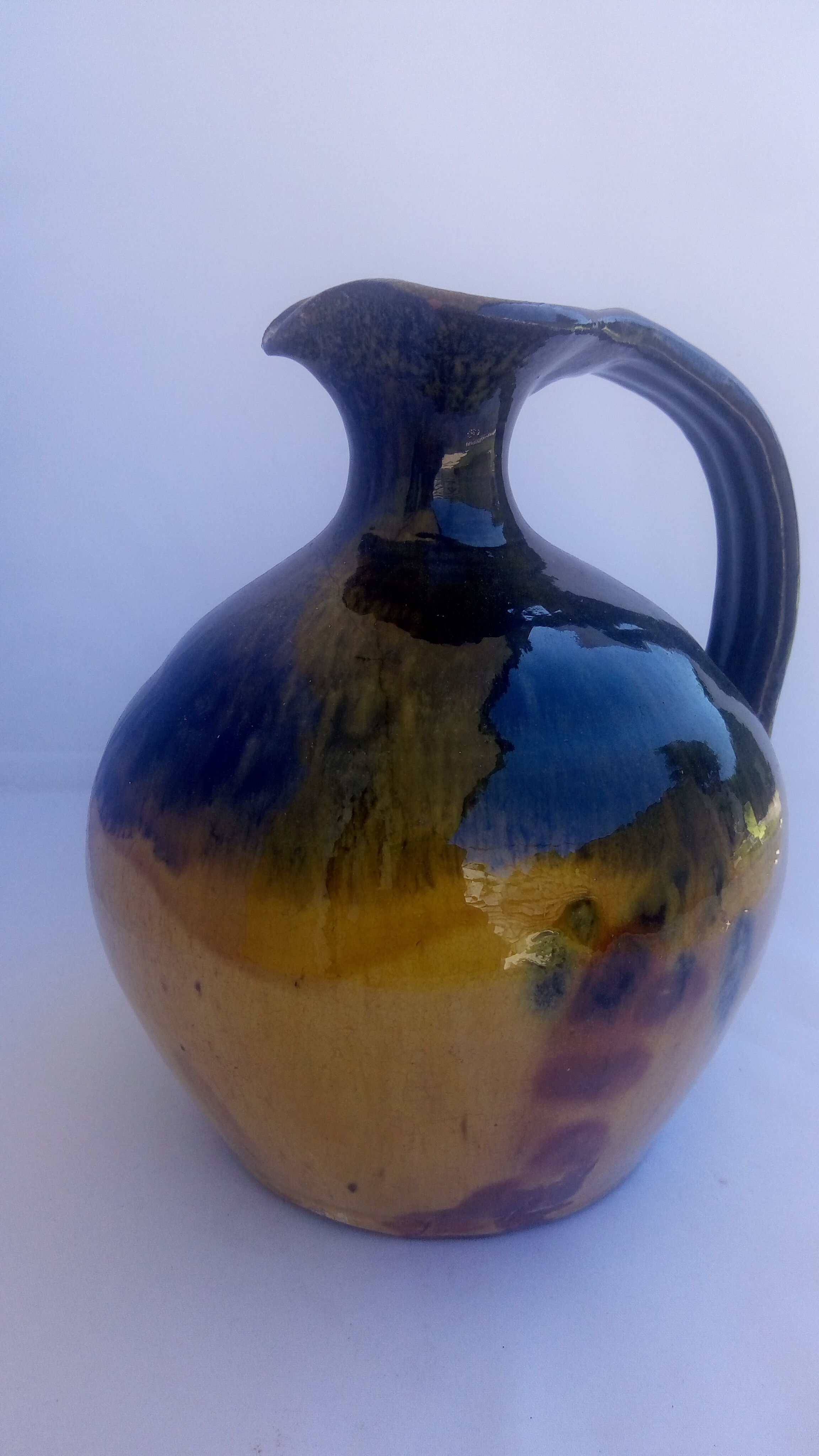 Meyssac carafe ceramic ochre and khaki