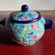 Cloisonné enamel tea service from Longwy in excellent condition.