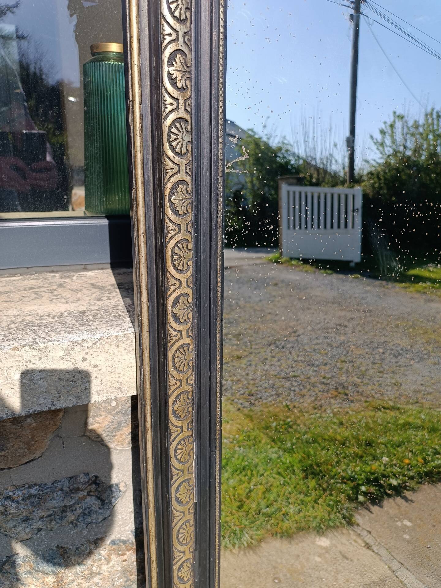 Antique mirror with pediment 168/88 cm