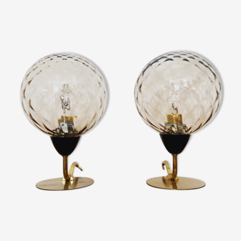 Lovely set of 2 swedish Mid Century Modern brass table lamps