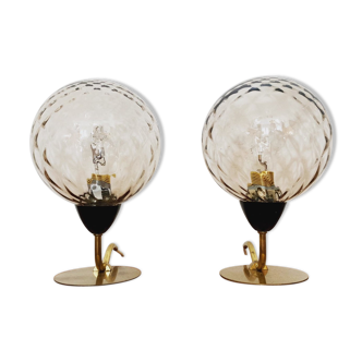 Lovely set of 2 swedish Mid Century Modern brass table lamps