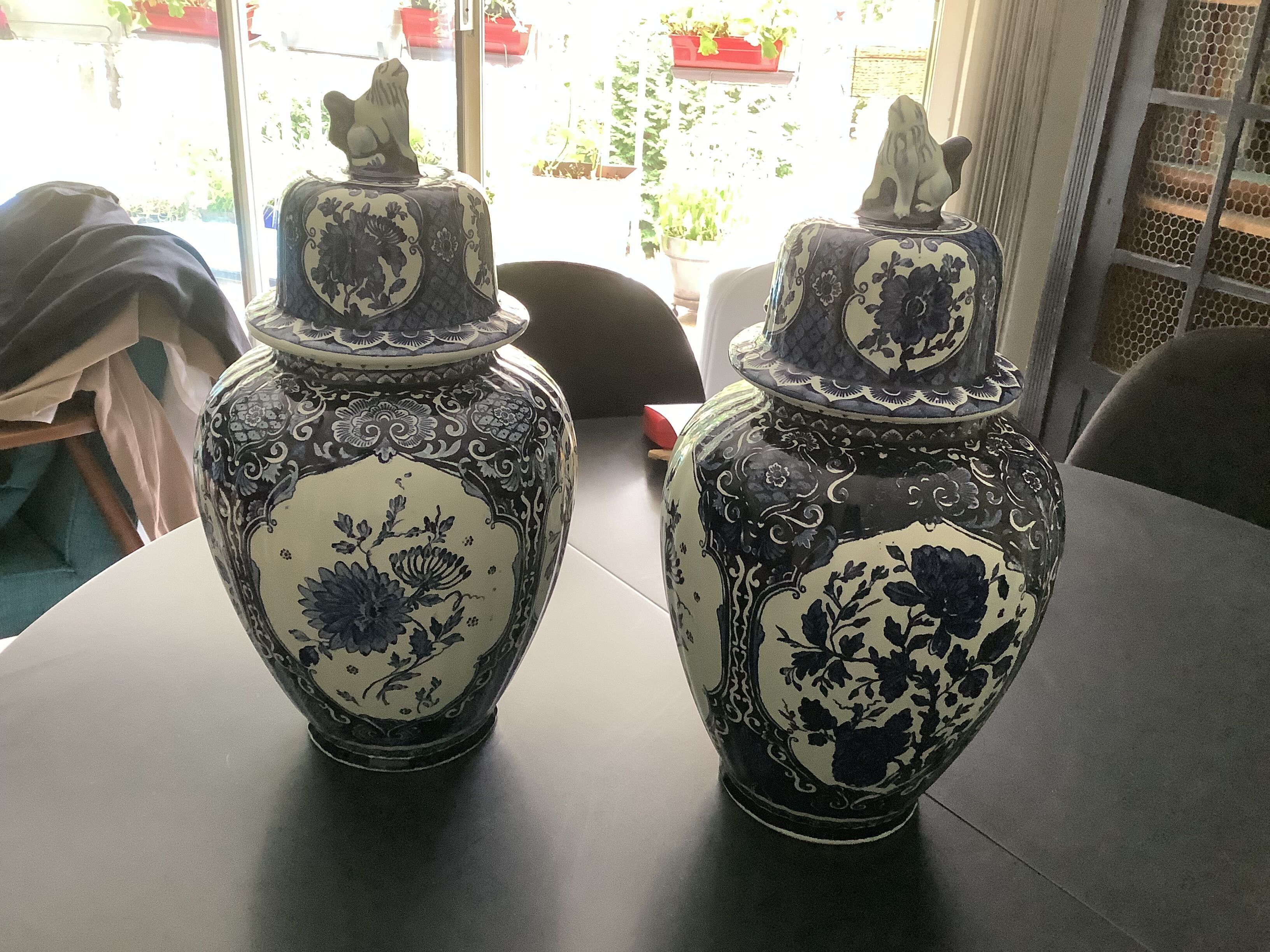 Pair potiches delfts by boch