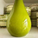 Scandinavian pendant light in green opaline and teak