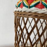 Vintage wicker and scoubidou carafe
