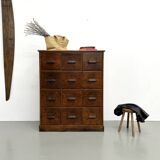 Meuble de métier ancien à 12 tiroirs, circa 1900