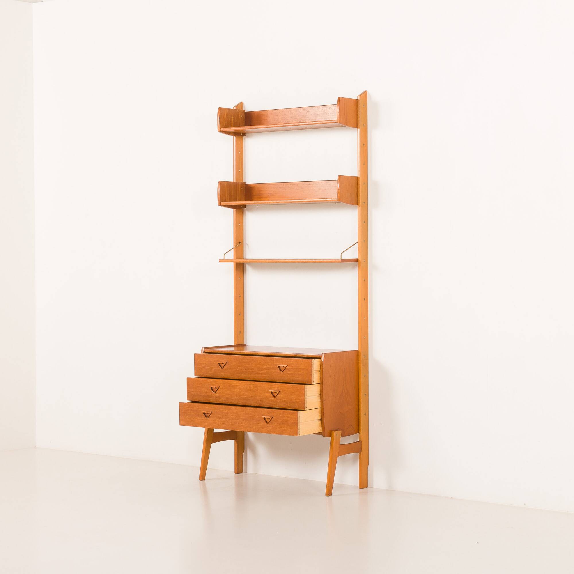 Scandinavian mid century teak free standing wall unit, 1960s