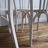 Set of 4 white wooden bistro chairs