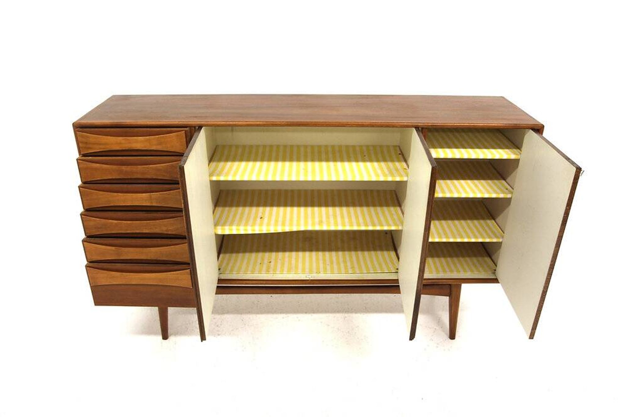 Scandinavian walnut sideboard, Möbelfabrik Linen, Horda, Sweden, 1960