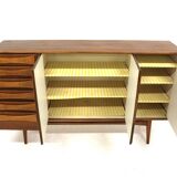 Enfilade scandinave en noyer, Möbelfabrik Linen, Horda, Suède, 1960