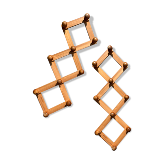 Pair of folding pine wall coat holders