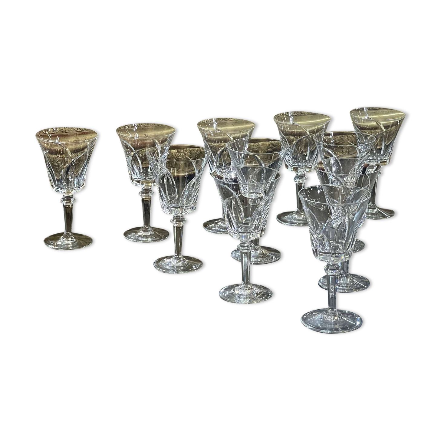 Series of 11 Sèvres crystal wine glasses Niagara model of the 1950s