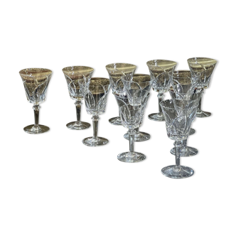 Series of 11 Sèvres crystal wine glasses Niagara model of the 1950s