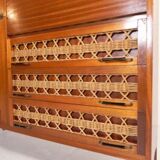 Vintage buffet, rattan and wood secretary from the 1960s.