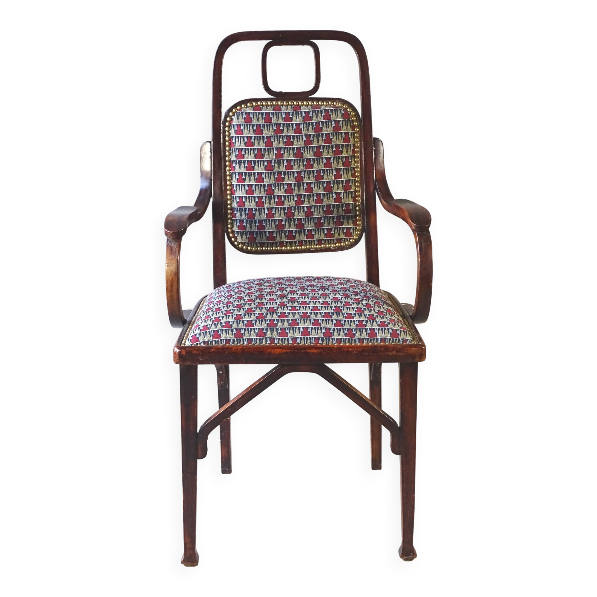 Thonet-Mundus armchair, Viennese Secession around 1915 Hoffmann fabric