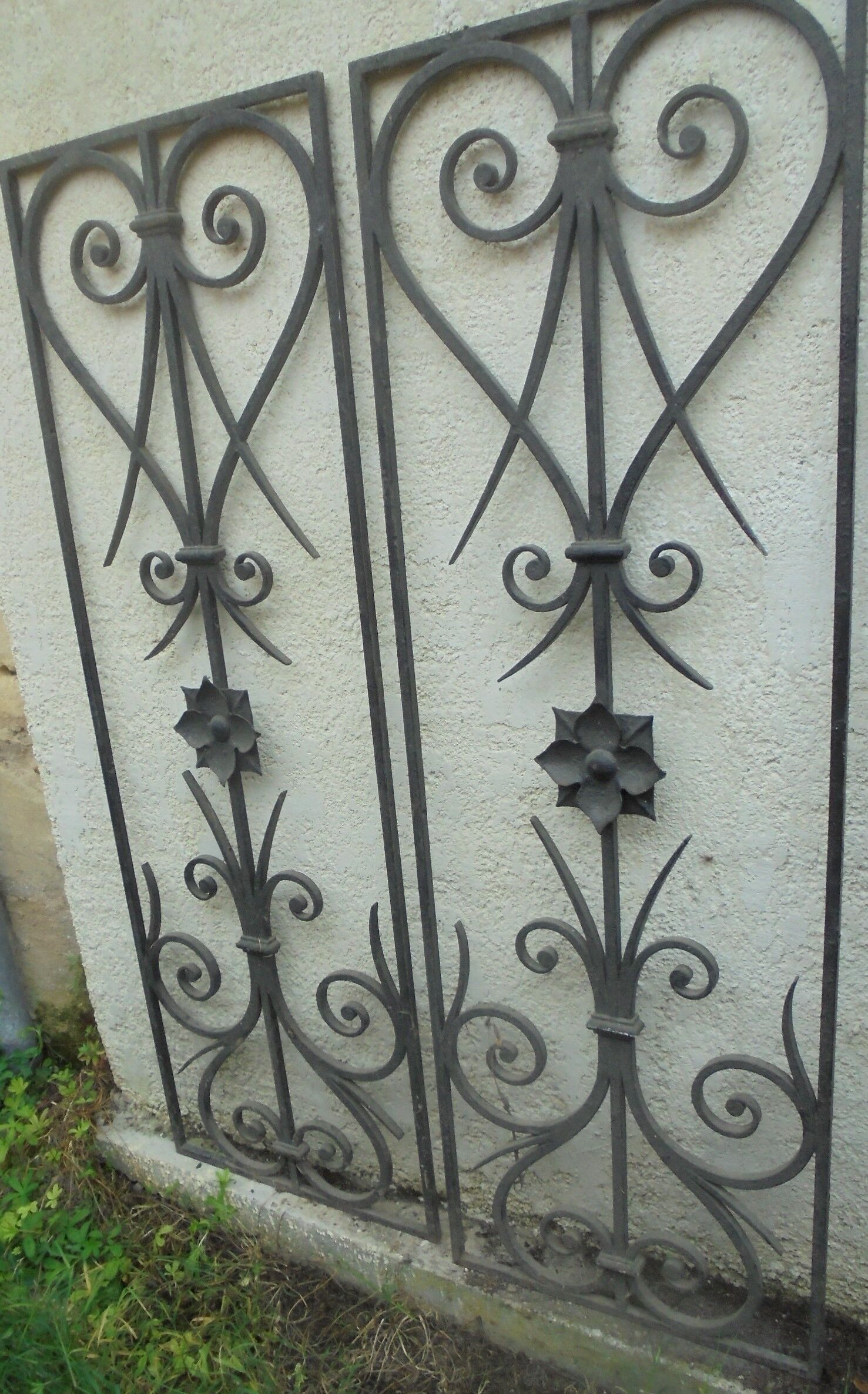 Wrought iron grid pair