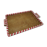 Plateau bois scoubidou top vintage années 50/60