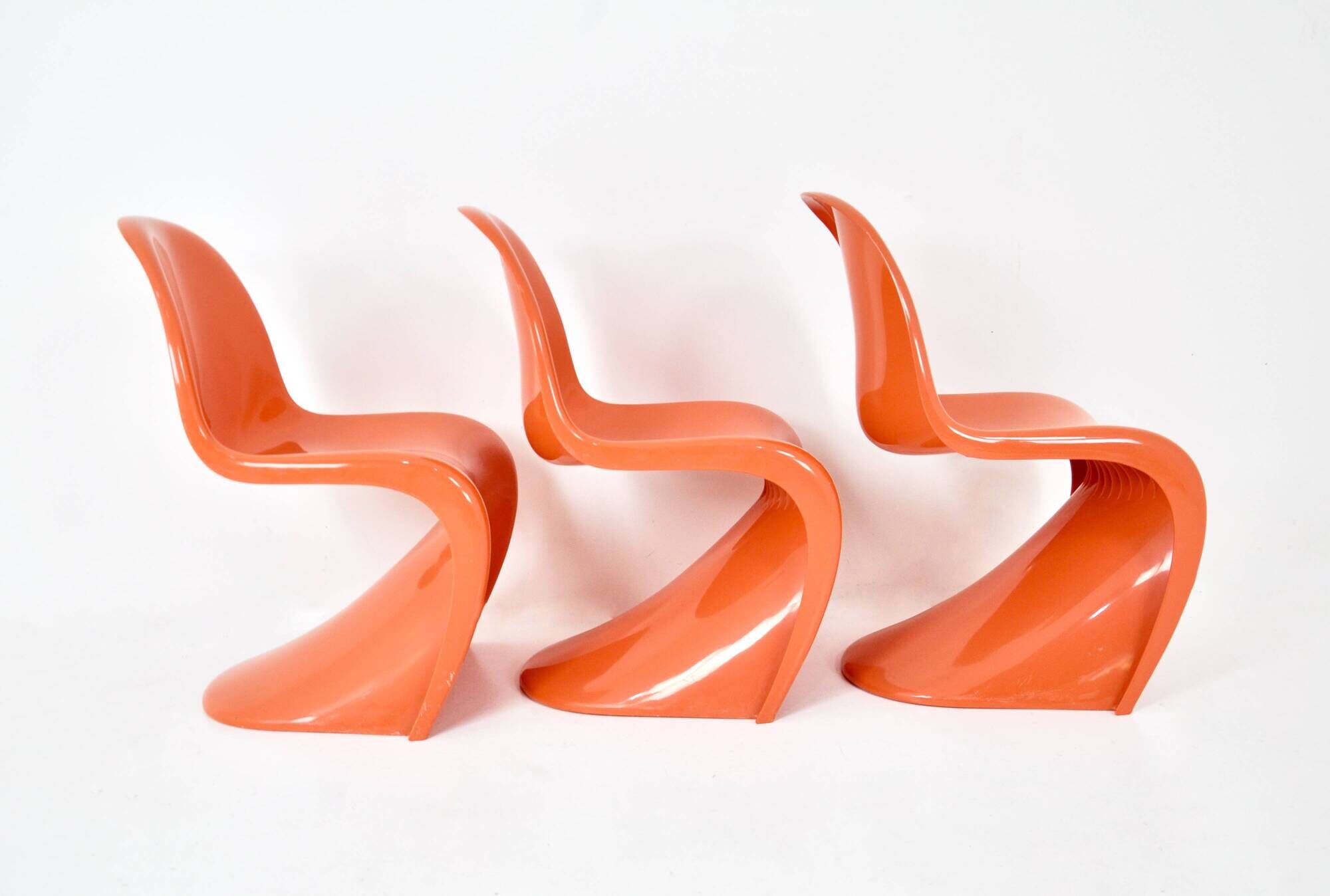 3 Panton chairs by Verner Panton for Herman Miller Felhbaum, 1970