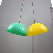 Vintage Italian Brass and Yellow Plexiglas Pendant Lamp