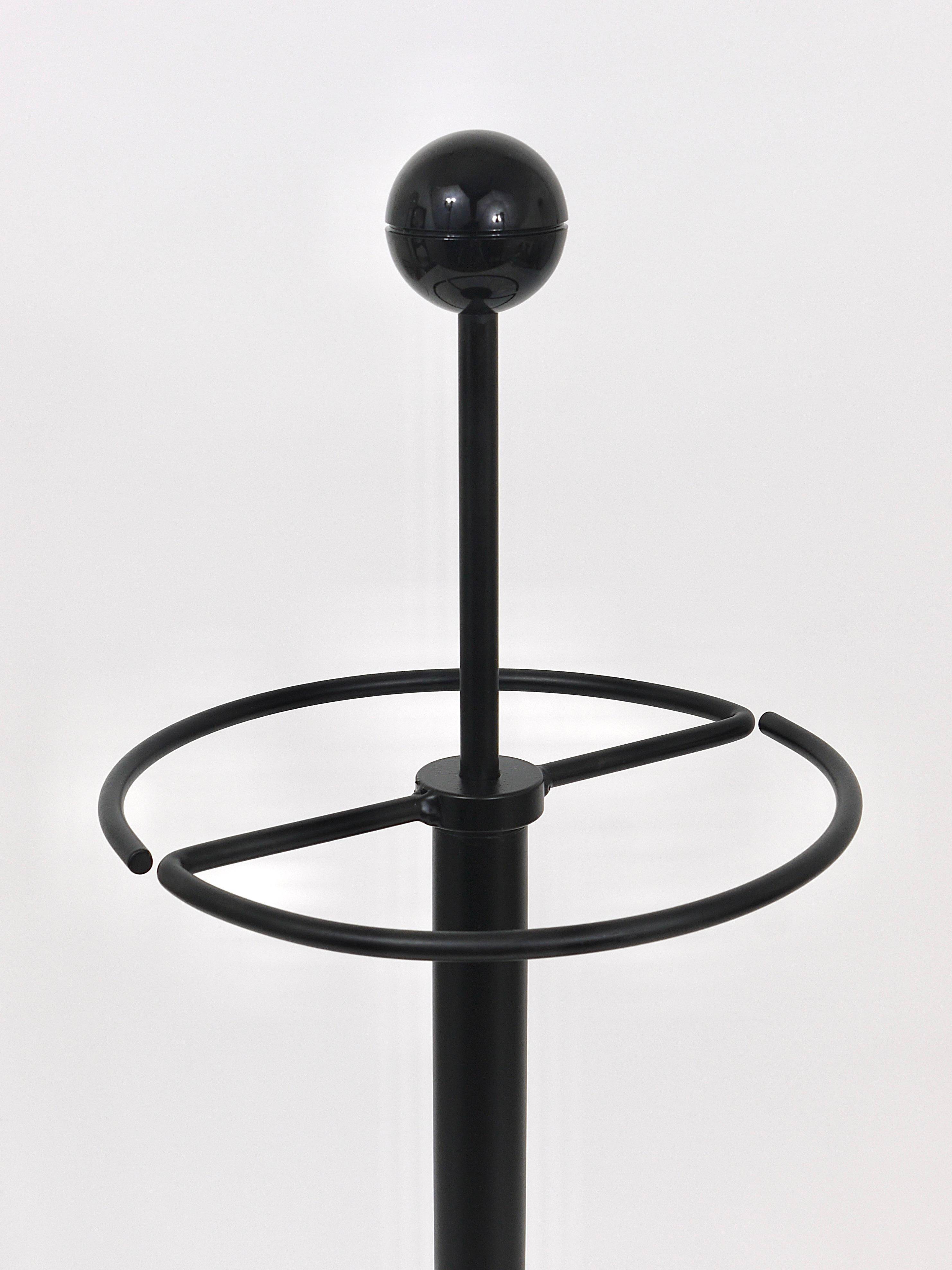 Porte-parapluie noir post-moderne Castiglioni style Memphis, Italie, années 1980