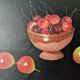 Old oil painting on canvas still life bohemian countryside decoration
