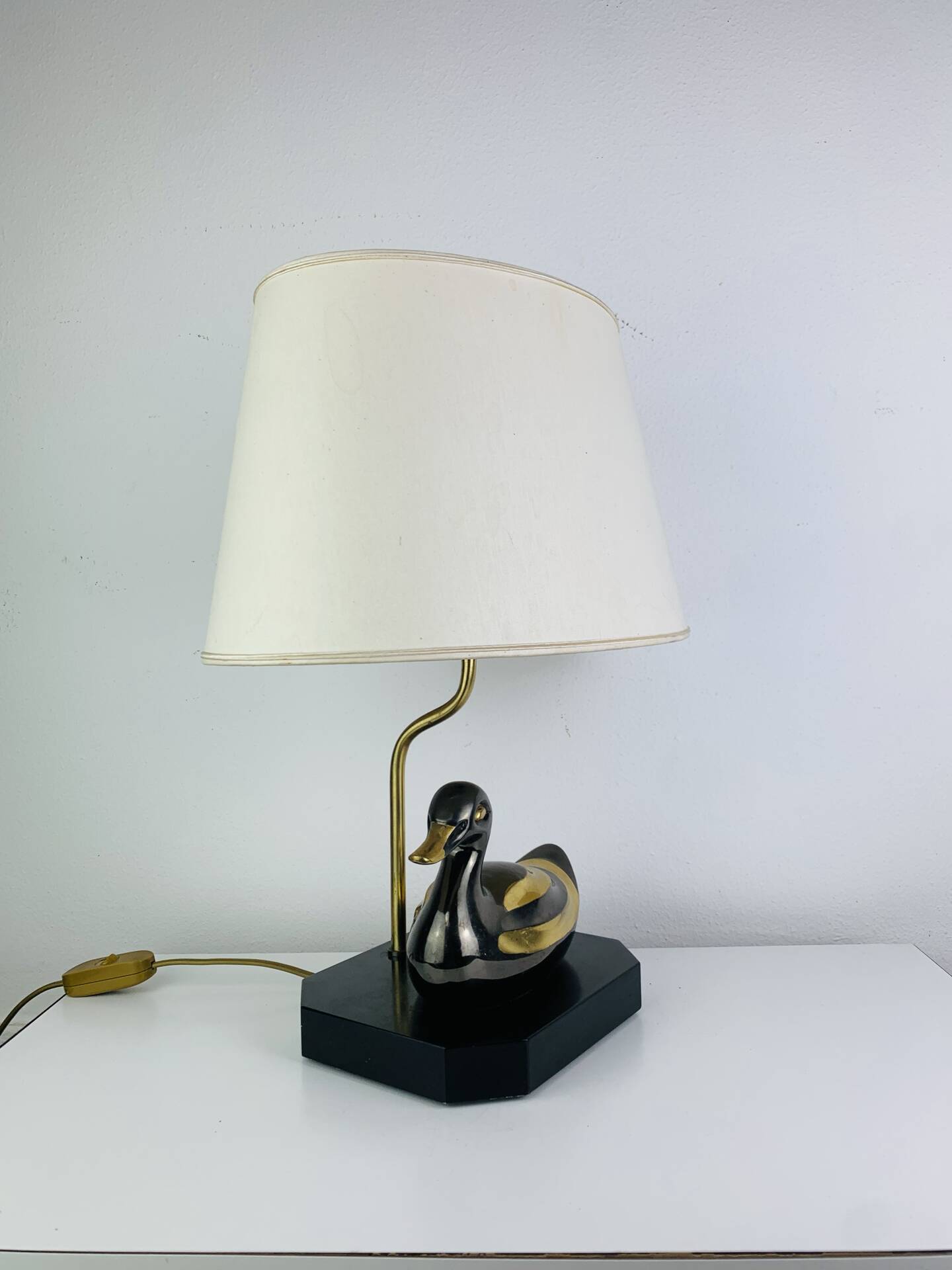 Lampe canard en laiton vintage