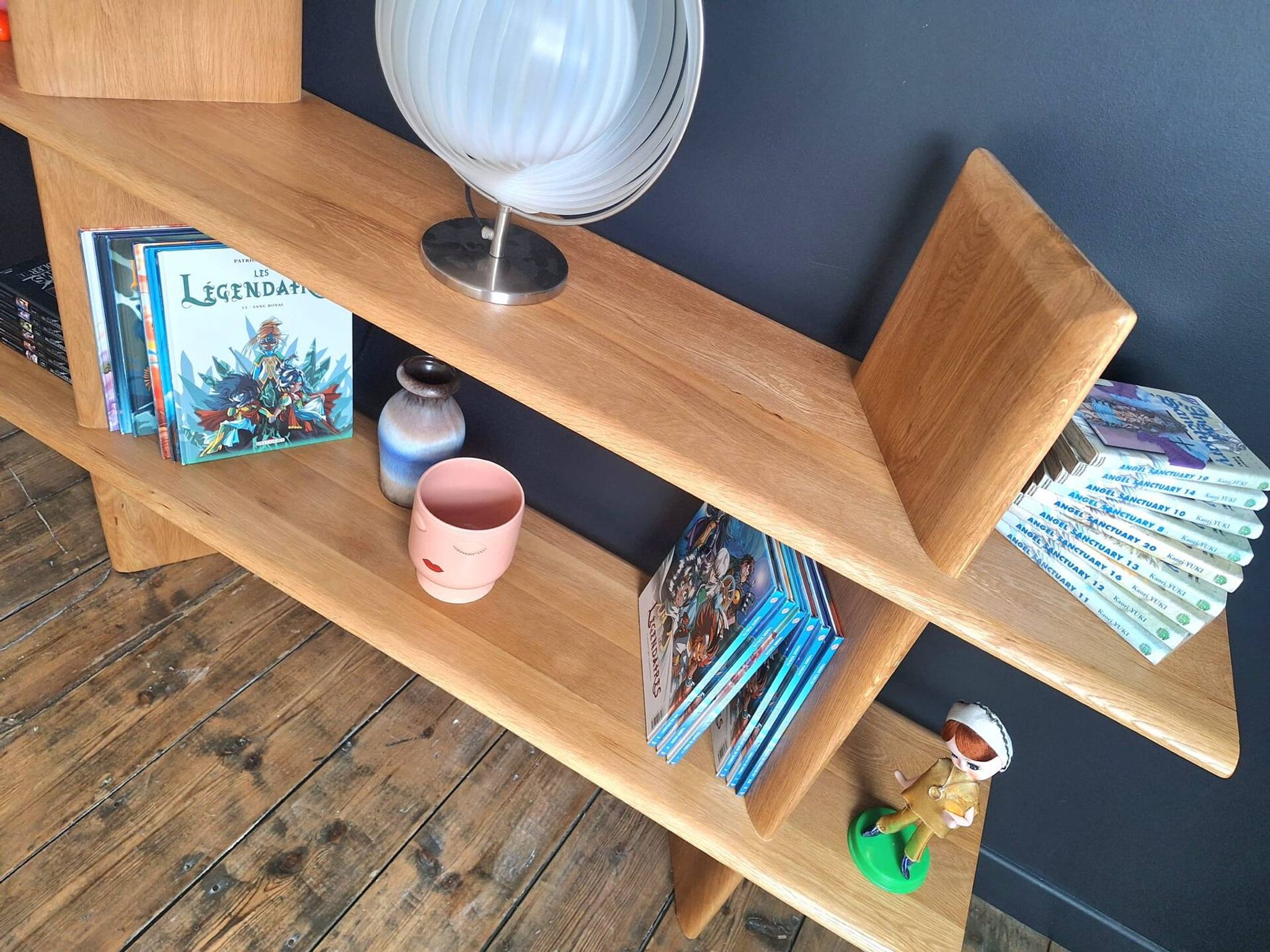 Solid oak library, Iloss AMPM, shelving unit