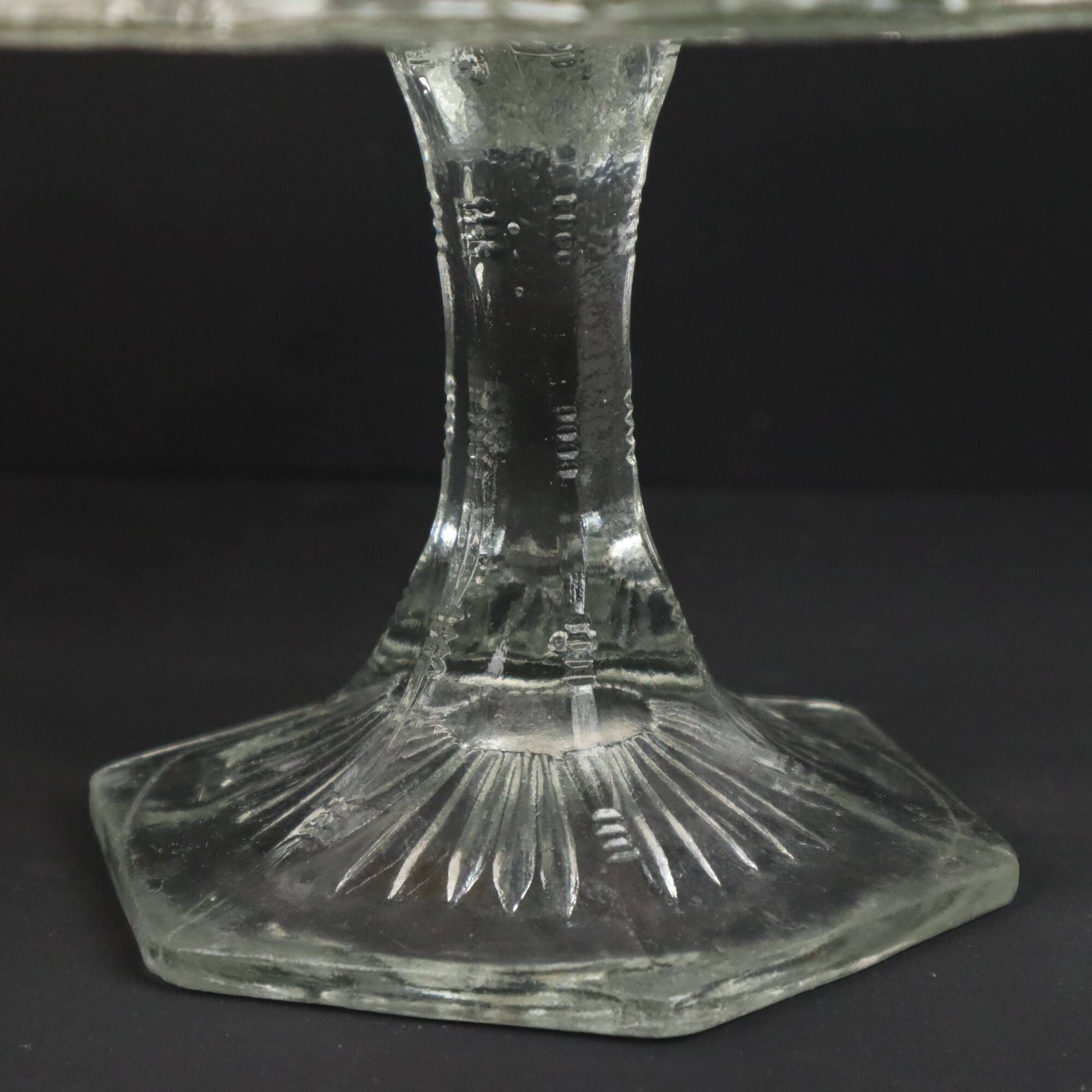 Clear Art Deco Cake Stand Pressed Glass Star Motif Cake Stand