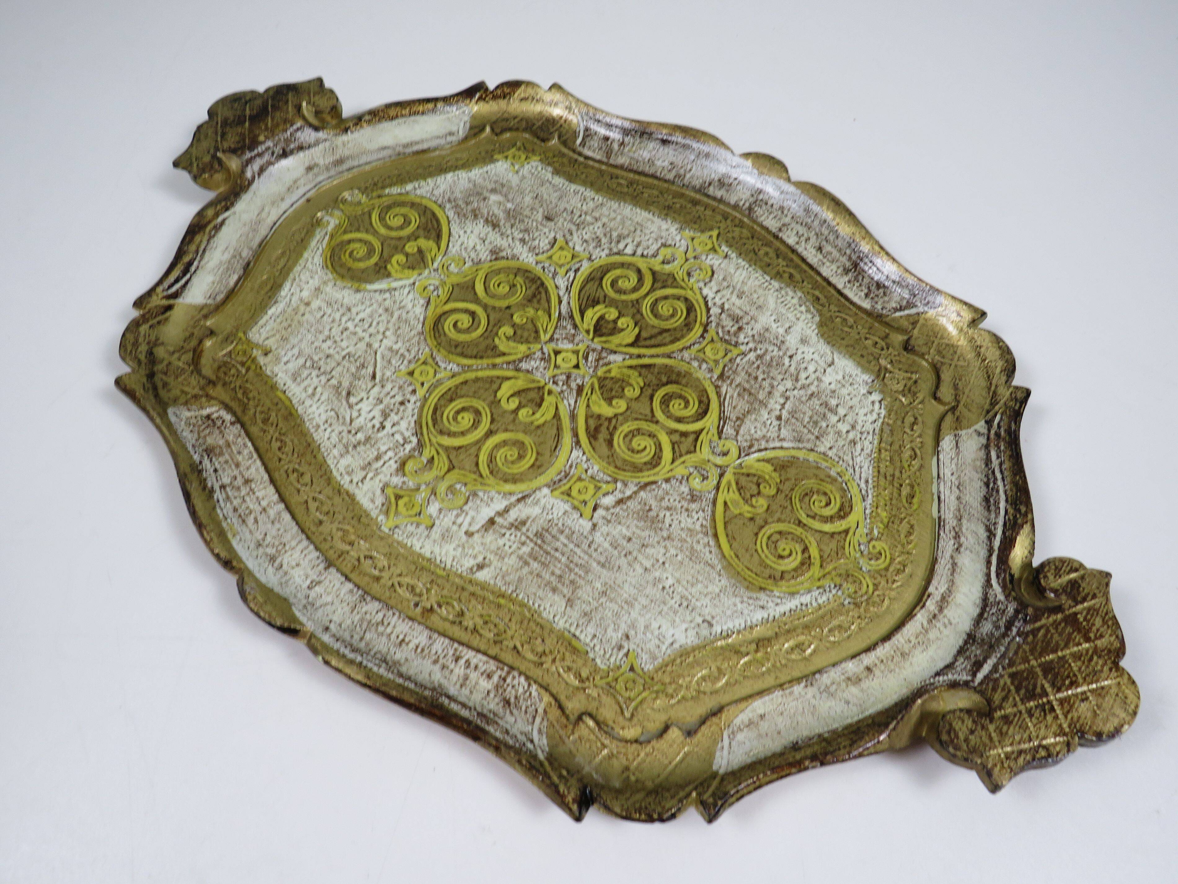 Golden hand-painted Venetian plate – Italy, mid-20th century