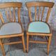 6 vintage bistro chairs from the 1950s, beech wood, repainted mismatched seats.