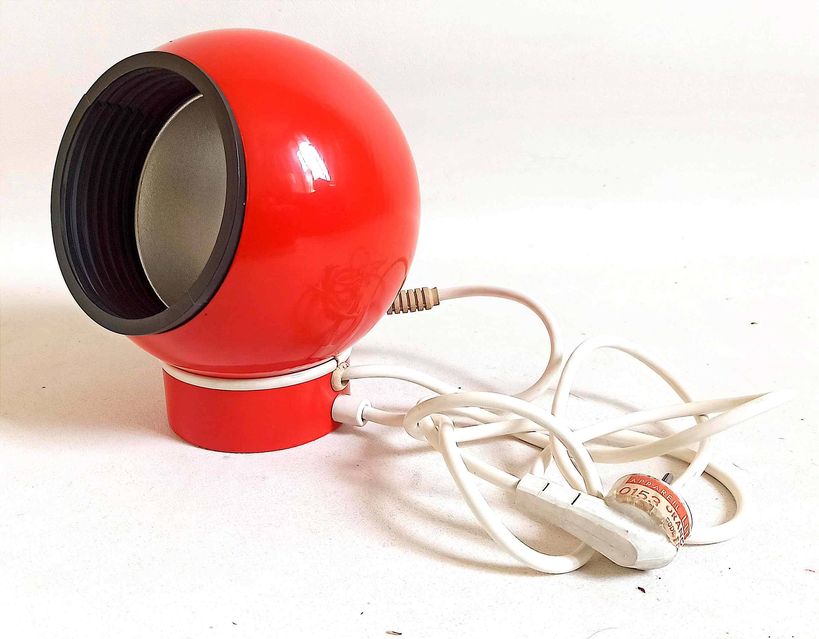 Bright Red Lita Ball Lamp Space Age 70s