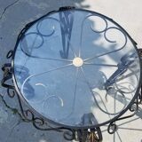 Wrought iron and glass round table