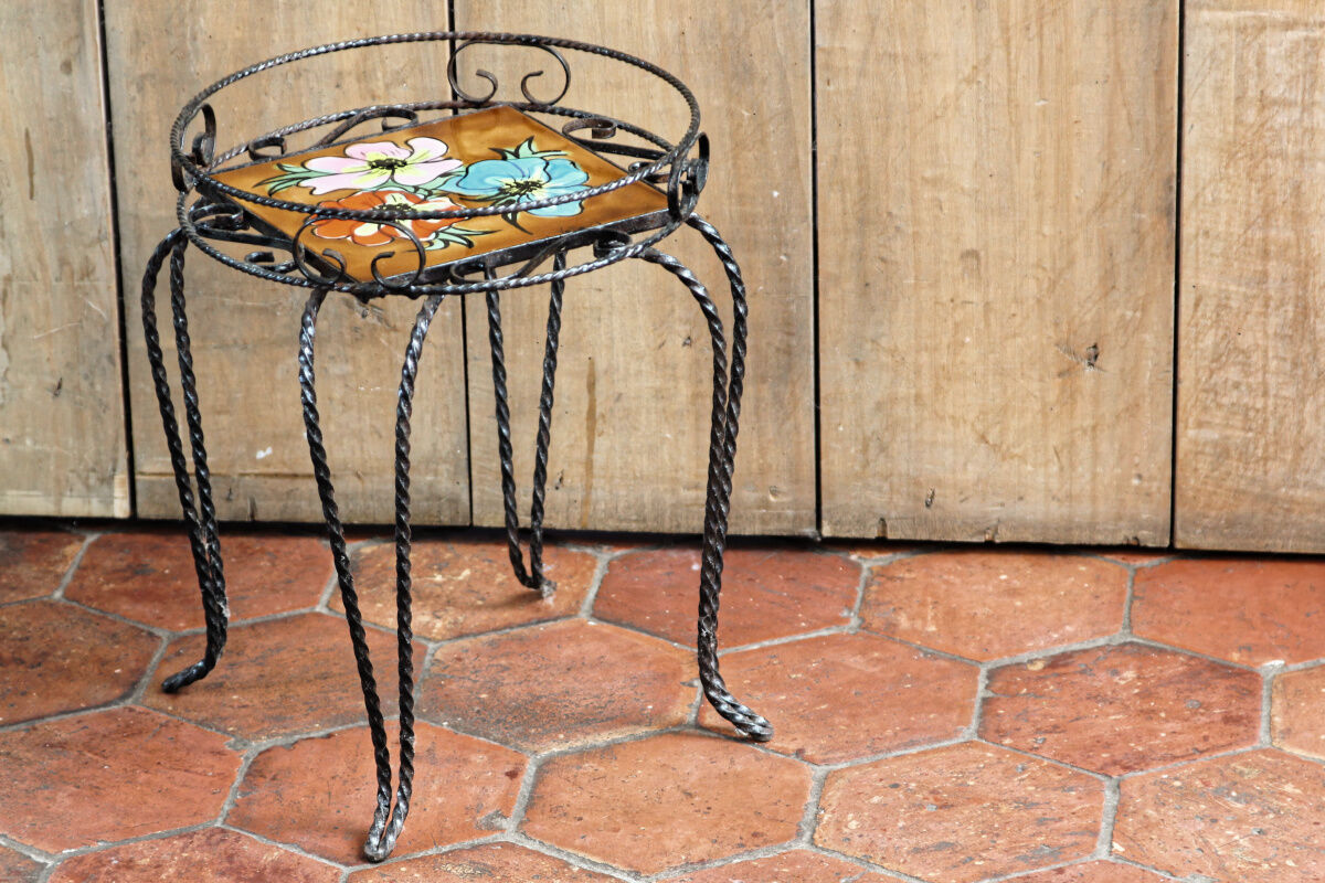 Wrought iron pedestal table Vallauris