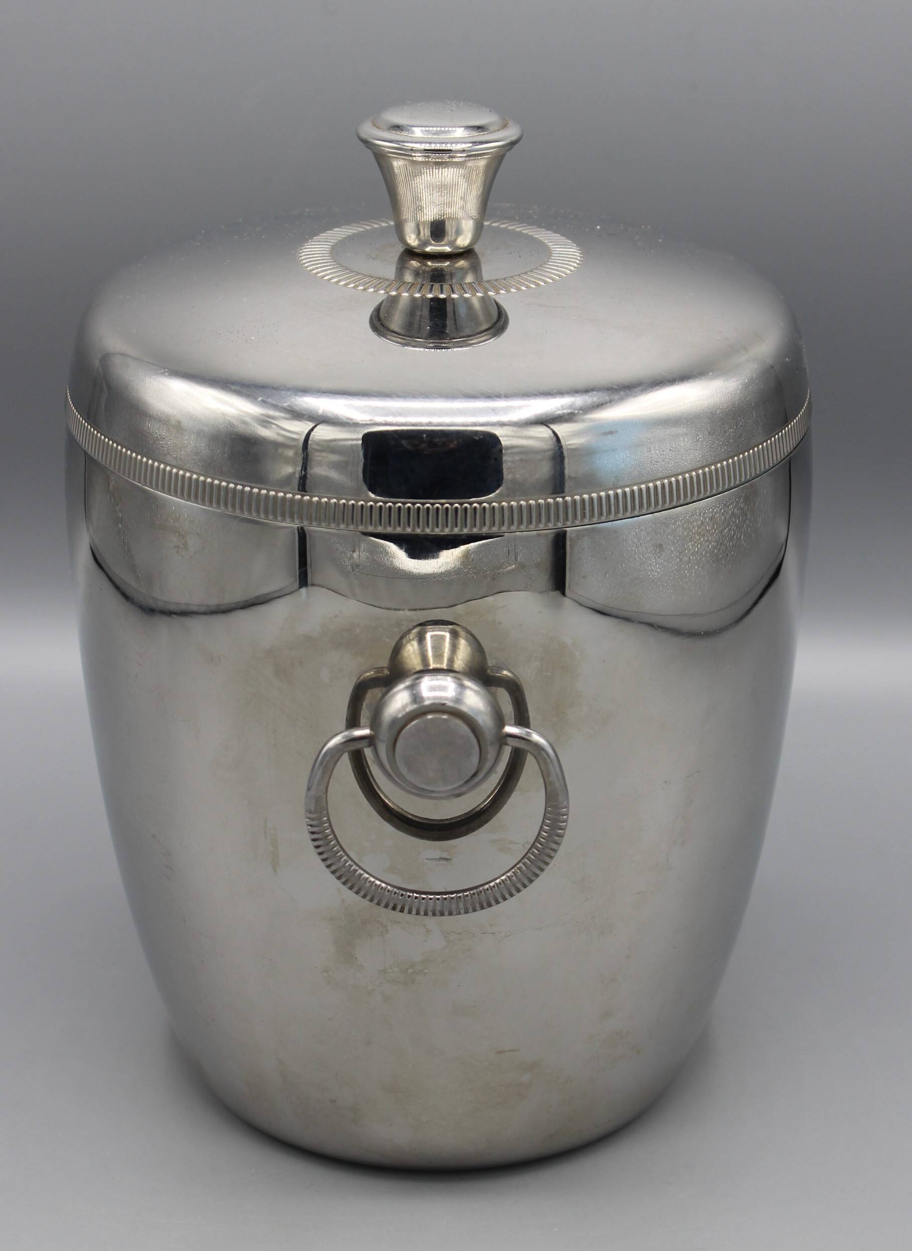 Stainless steel and plastic ice bucket - vintage 70