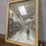 G.Boizot: Tableau école française "La nuit hivernale" daté 1928