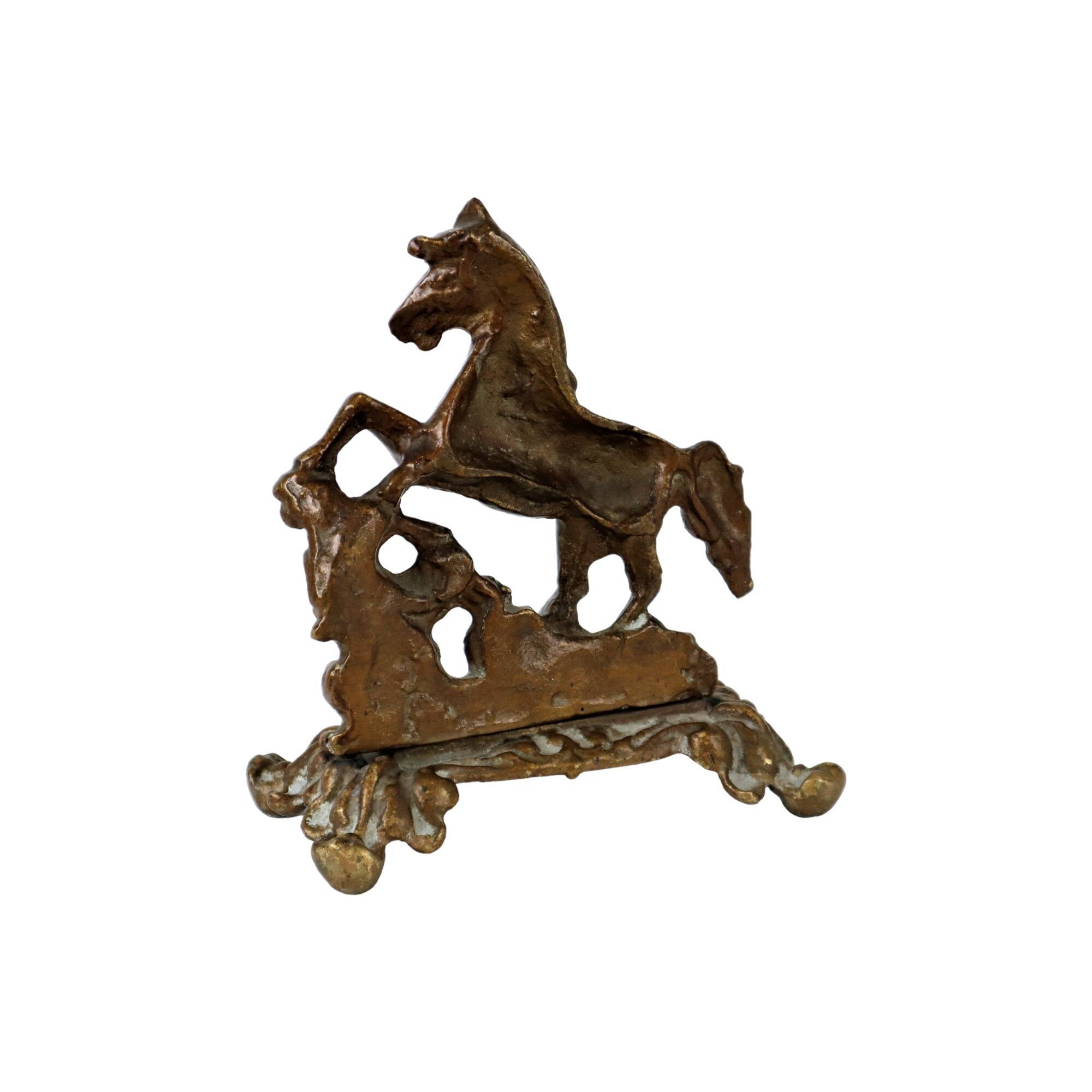 Vintage Horse Statue Solid Bronze Sculpture Patinated 20cm