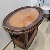 Folding tea table in marquetry wood - removable top