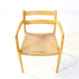 Oak Niels Møller model 67 papercord dining chair