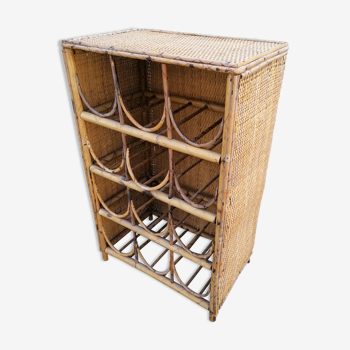 Vintage bamboo rattan bottle holder