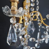 Pair of wall lamps two bronze lights with grapevines and crystal garlands – Louis XV style