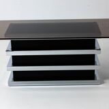 Table basse vintage noire et chromée par Belgo Chrom, 1970