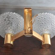 vintage wall light, golden metal and bubbled glass wall sconce, lighting, decor