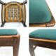 Lot de 4 chaises vintage bois brun, assise verte, style années 50