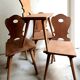 Series of 4 Brutalist chairs in solid oak - Savoyard Popular Art - Vintage from the 60s