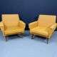 Pair of retro armchairs mid-century upholstered lounge chairs, Central European, mid-20th century
