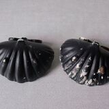 Set of 2 old soap holders cast iron shell 13 cm