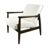 Fauteuil blanc bouclé GFM-64 attribué à Edmund Homa, années 1970