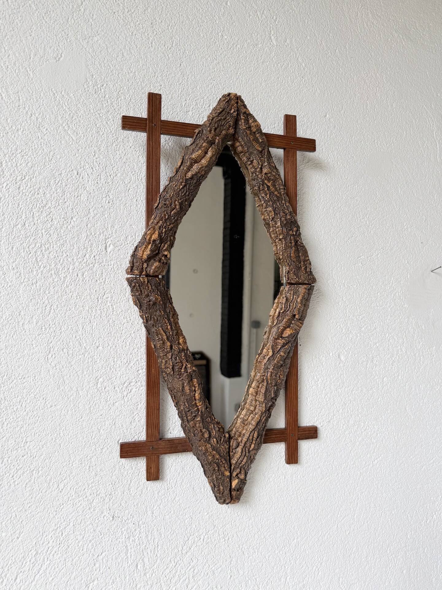 Rustic mirror wood 1900 folk art