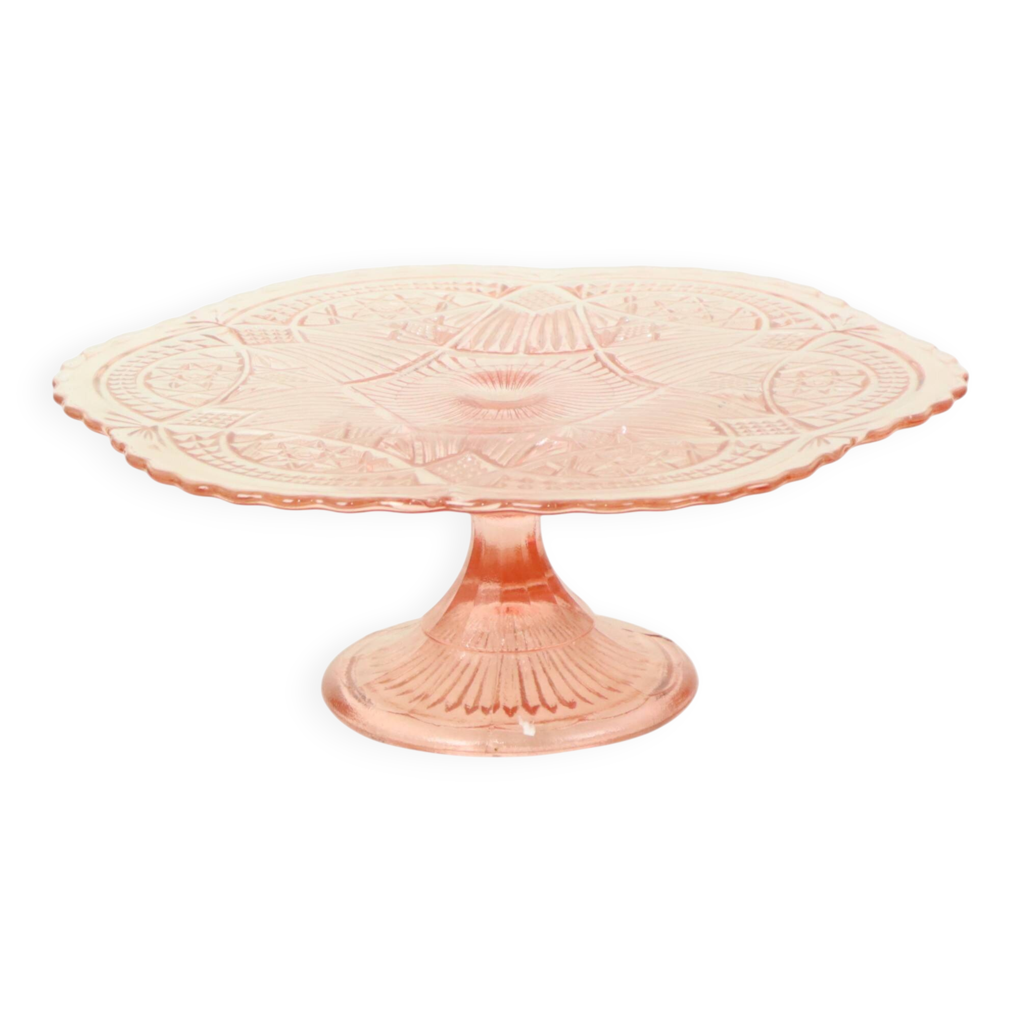 Art Deco Pink Cake Stand Standard Depression Glass 33cm