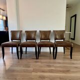 Set of 4 leather Chesterfield dining chairs